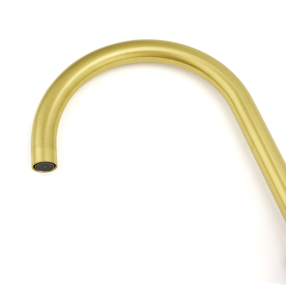 Brushed Gold Round Kitchen Mixer Sink Tap 360° Swivel Laundry Basin Faucet Spout