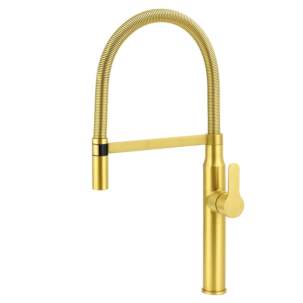 Brushed Gold Tall Kitchen Sink Basin Mixer 360º Swivel Faucet Tap Pull Out Spout
