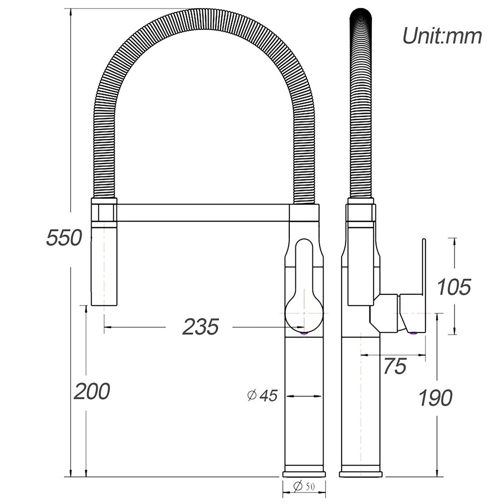 Brushed Gold Tall Kitchen Sink Basin Mixer 360º Swivel Faucet Tap Pull Out Spout