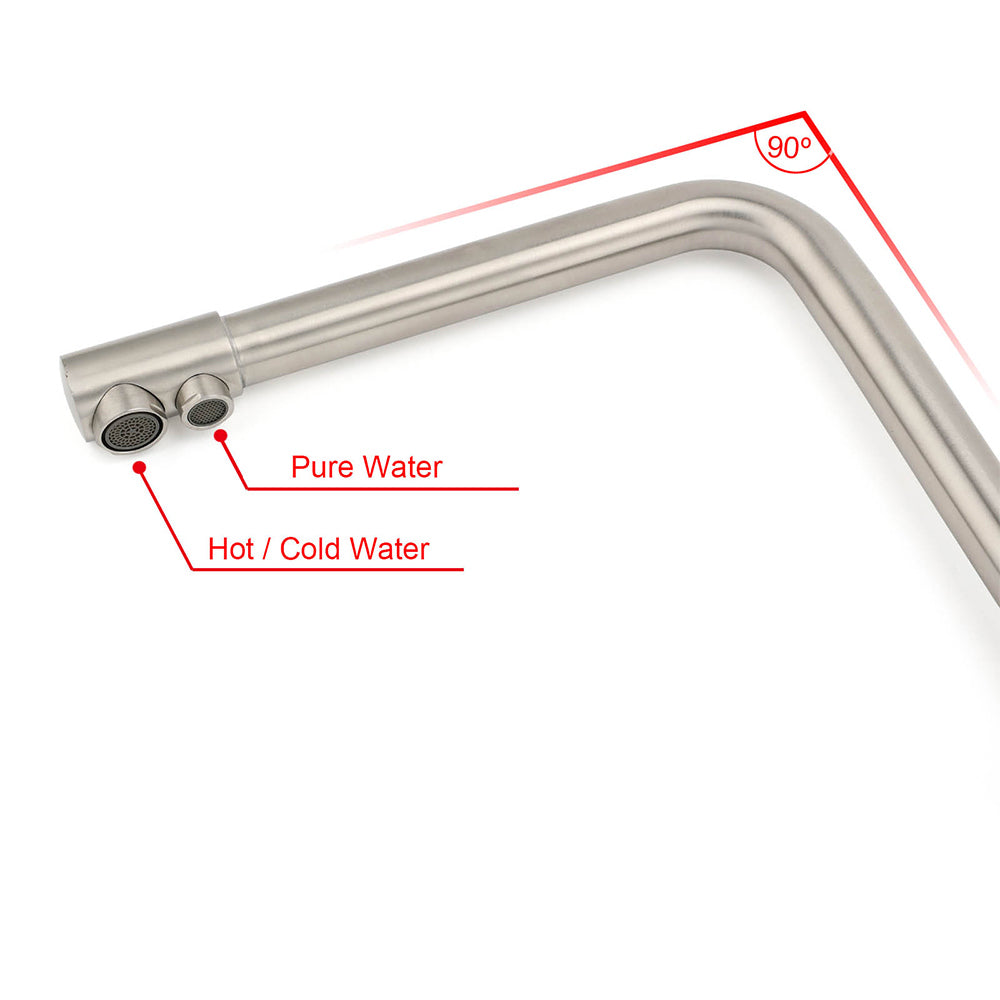 Brushed Nickel 3 Way Kitchen Sink Swivel Mixer Tap Pure Drink Clean Water Faucet