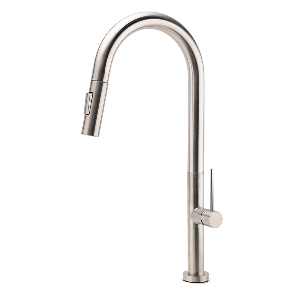 WELS Brushed Nickel Round Pull Out 2 Modes Spout Kitchen Sink Tap Laundry Mixer