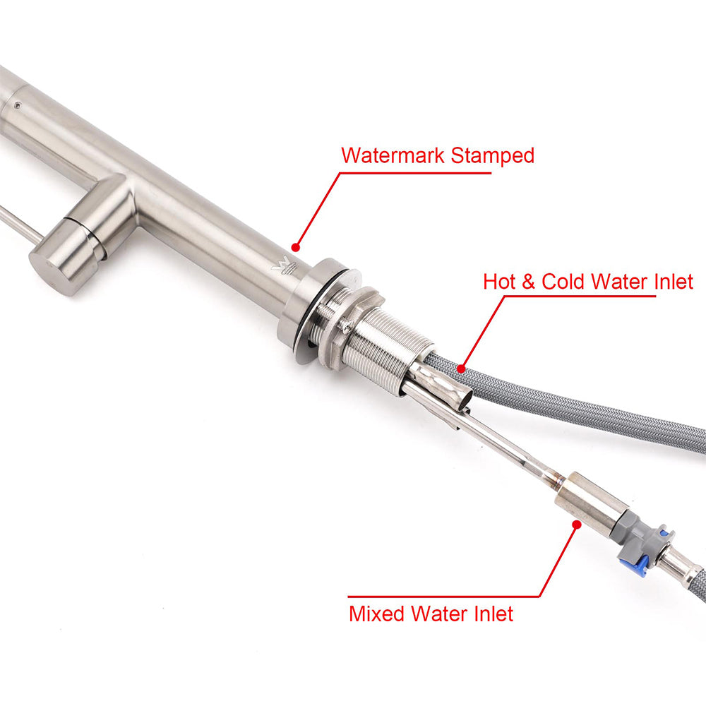 WELS Brushed Nickel Round Pull Out 2 Modes Spout Kitchen Sink Tap Laundry Mixer