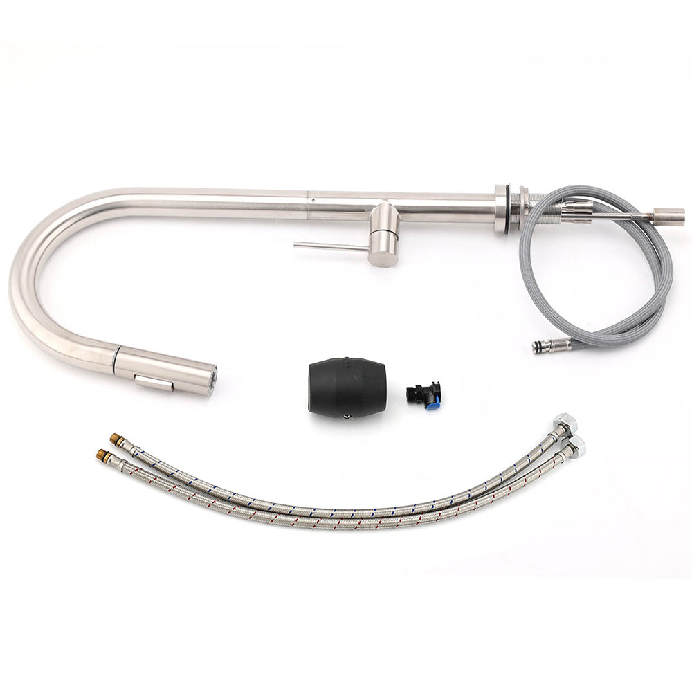 WELS Brushed Nickel Round Pull Out 2 Modes Spout Kitchen Sink Tap Laundry Mixer