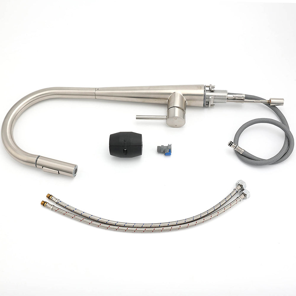 Brushed Nickel Pull Out Kitchen Tap Sink Mixer Faucet Spout 2 Modes Spray Outlet