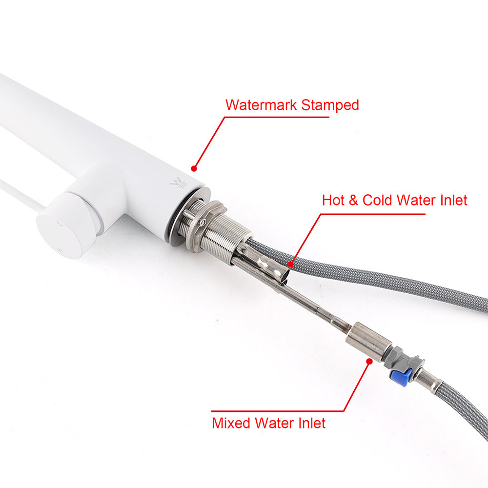 Matte White 2 Modes Spray Kitchen Mixer Pull Out Sink Tap Laundry Swivel Faucet