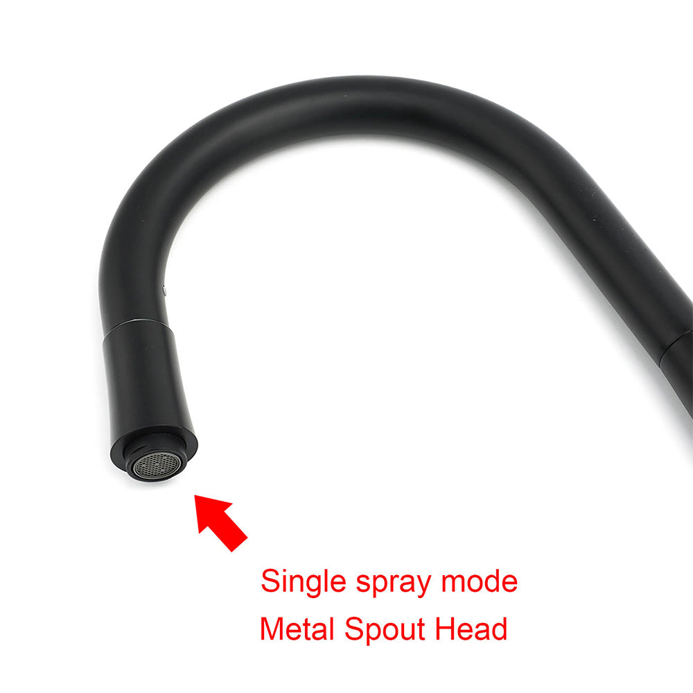Matt Black Pull Out Long Hose Kitchen Sink Tap Round Basin Mixer Faucet Spout