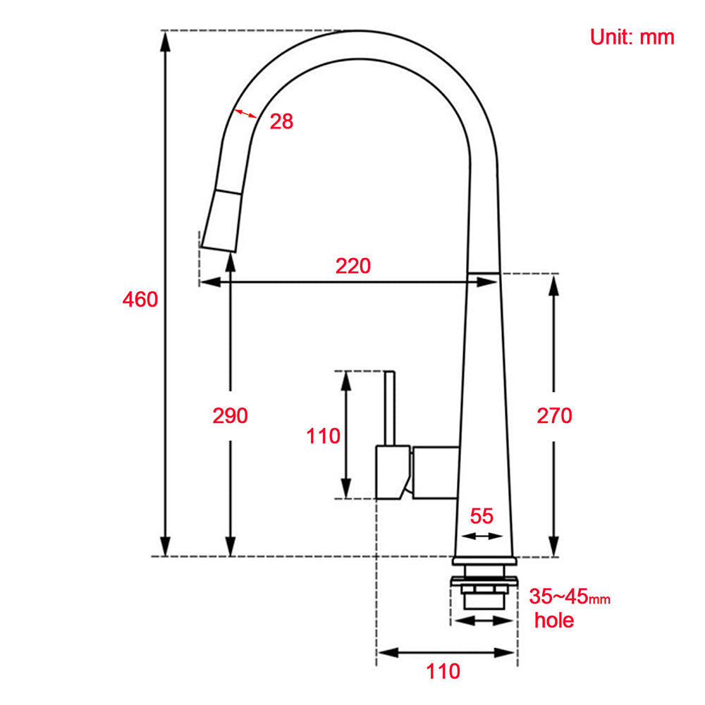WELS Chrome Pull Out Kitchen Sink Tap Round Basin Mixer Faucet Flexible Spout