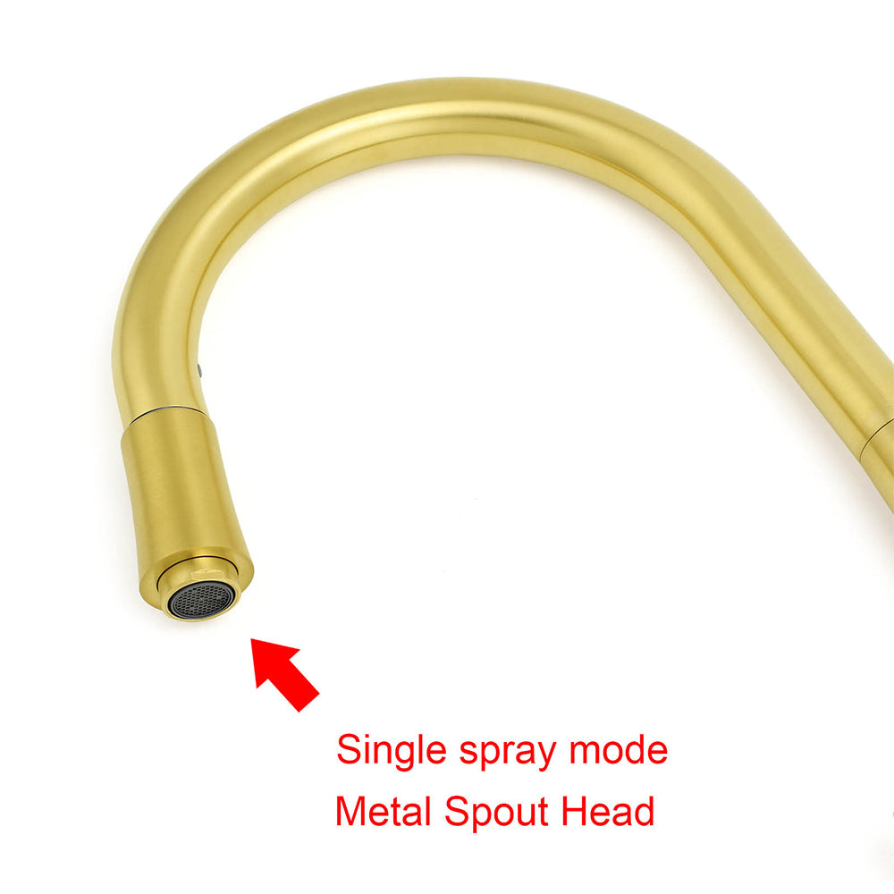 Round Brushed Gold Pull Out Kitchen Sink Tap Basin Mixer Faucet Flexible Spout