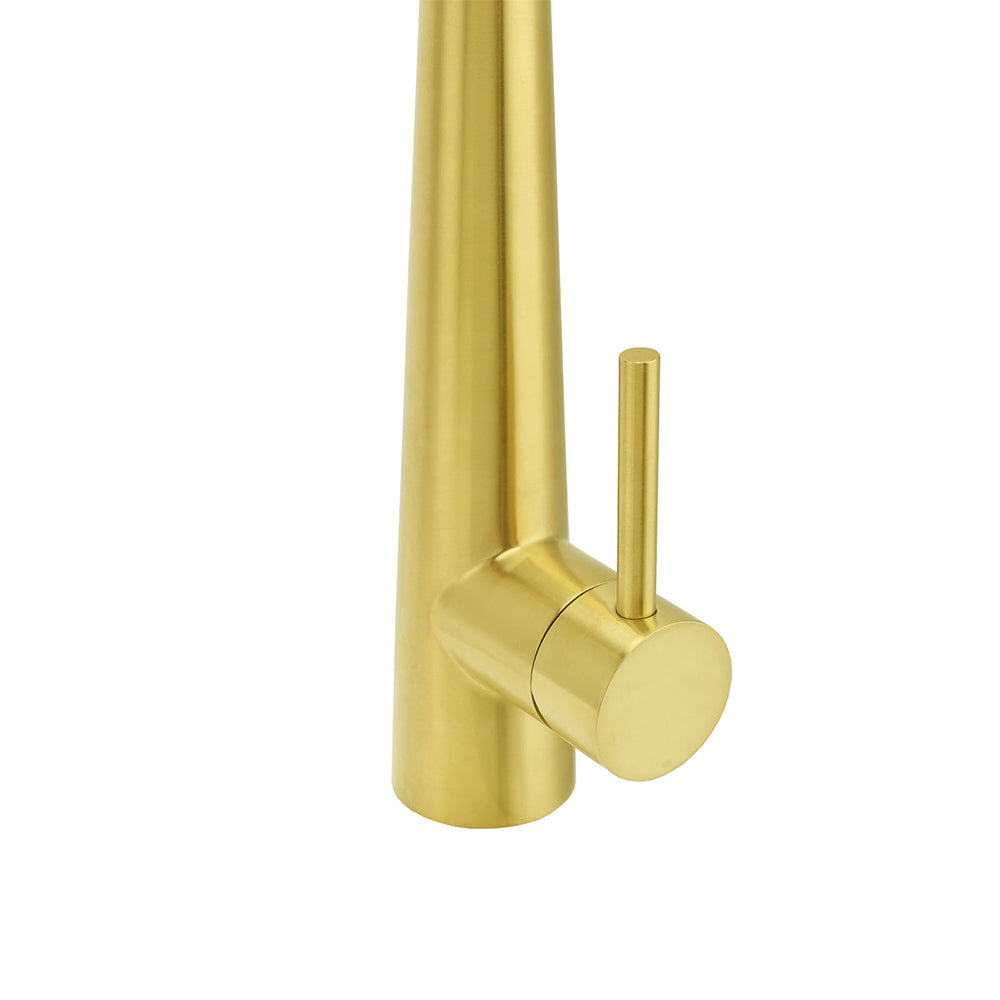 Round Brushed Gold Pull Out Kitchen Sink Tap Basin Mixer Faucet Flexible Spout