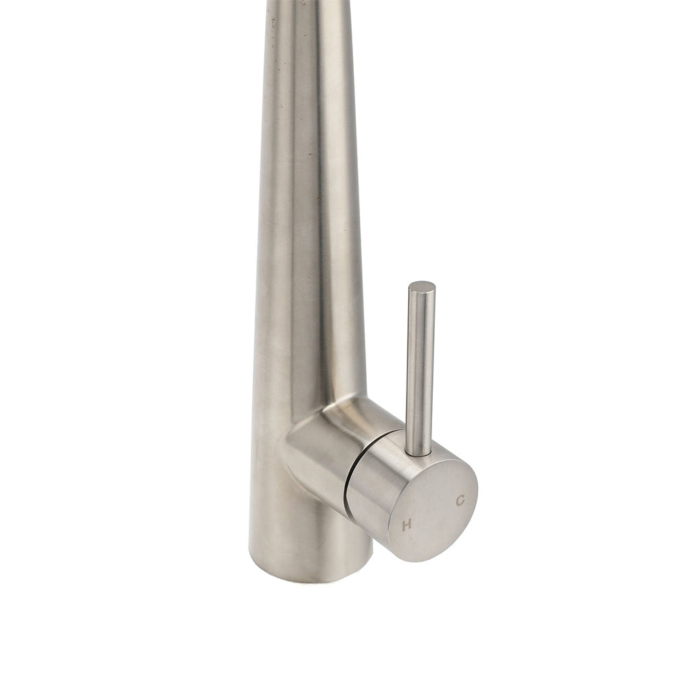 Brushed Nickel Silver Round Pull Out Kitchen Sink Tap Mixer Faucet Spout Outlet