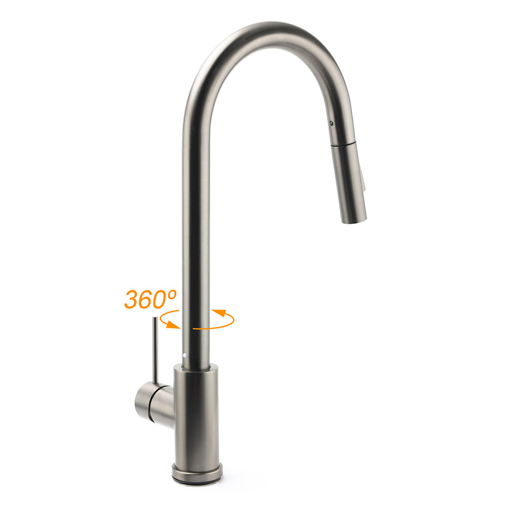 WELS Gun Metal Pull Out Kitchen Sink Tap Basin Mixer Faucet Flexible 2 Way Spout