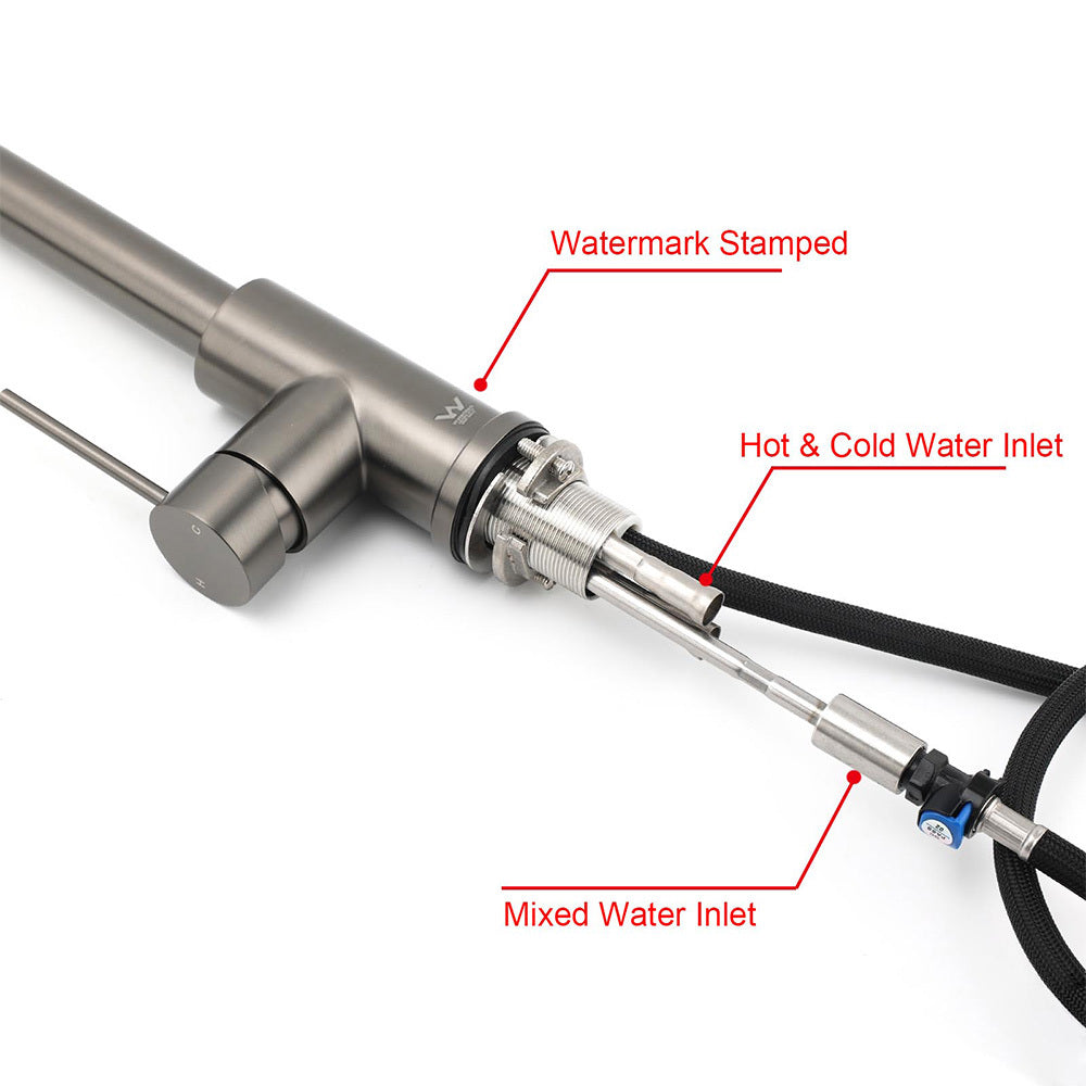 WELS Gun Metal Pull Out Kitchen Sink Tap Basin Mixer Faucet Flexible 2 Way Spout