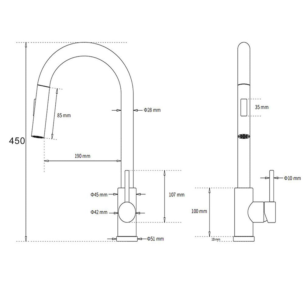 WELS Gun Metal Pull Out Kitchen Sink Tap Basin Mixer Faucet Flexible 2 Way Spout