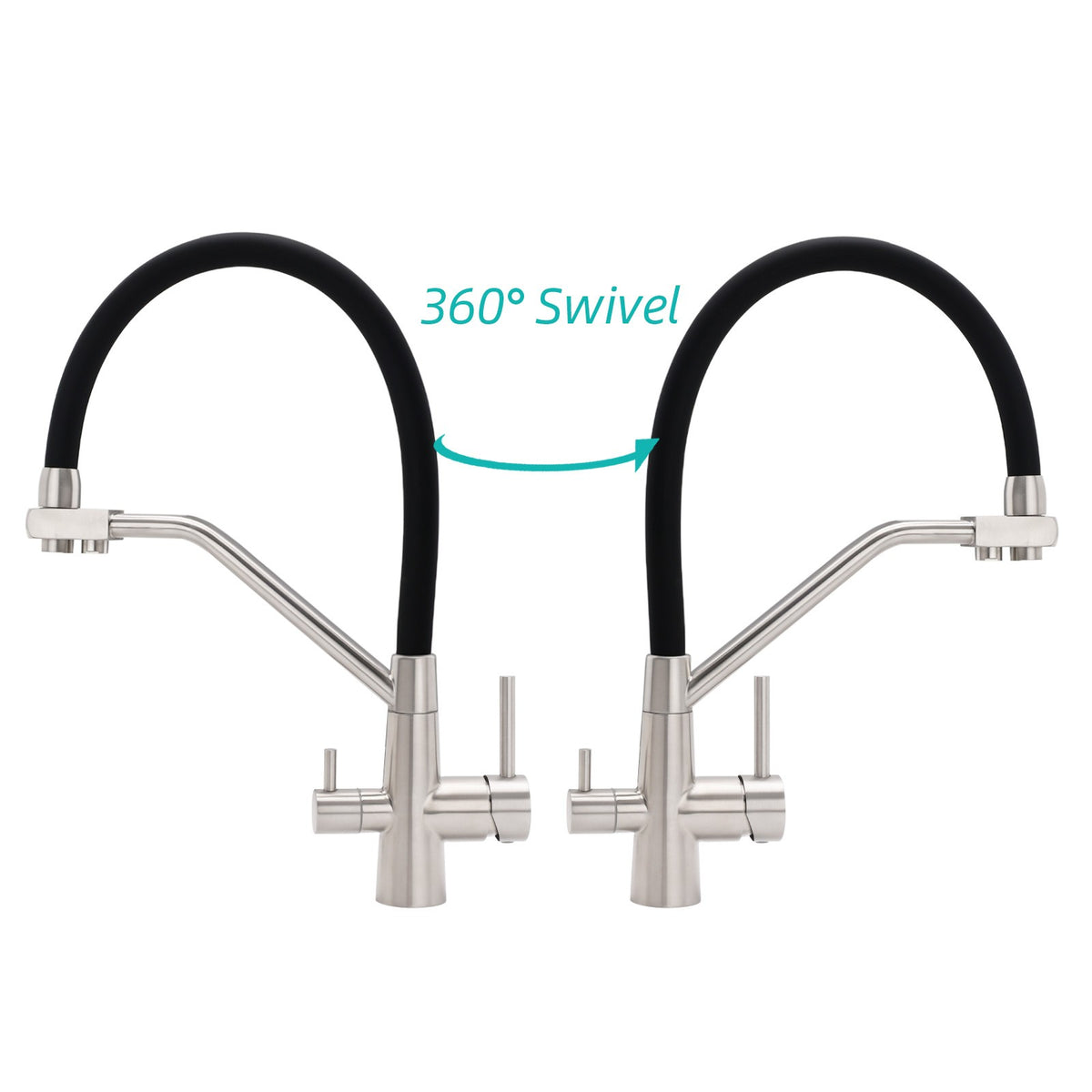 Brushed Nickel 3 Way Pull Down Kitchen Mixer Pure Drinking Water Sink Tap Spout