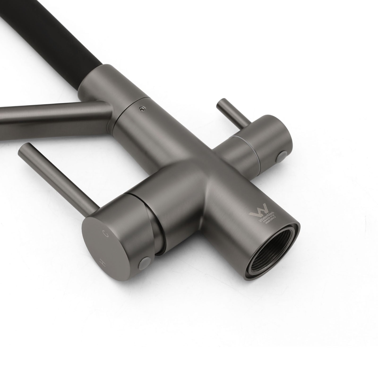 NEW Gun Metal Grey 3-Way Drink Pure Water Kitchen Mixer Pull Out Spout Sink Tap