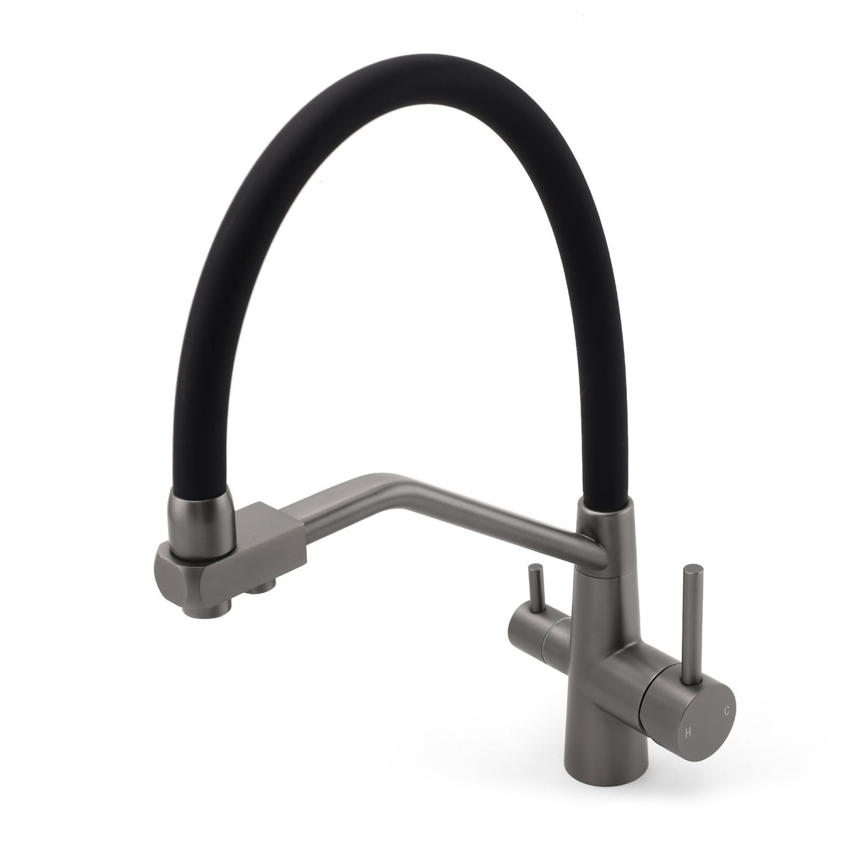 NEW Gun Metal Grey 3-Way Drink Pure Water Kitchen Mixer Pull Out Spout Sink Tap