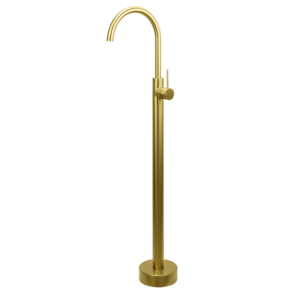 Brushed Gold Bath Tub Mixer Tap Free Standing Faucet Filler Spout Hot Cold Water
