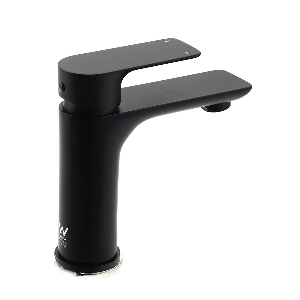WELS Matt Black Basin Mixer Bathroom Vanity Laundry Sink Flick Faucet Tap Valve