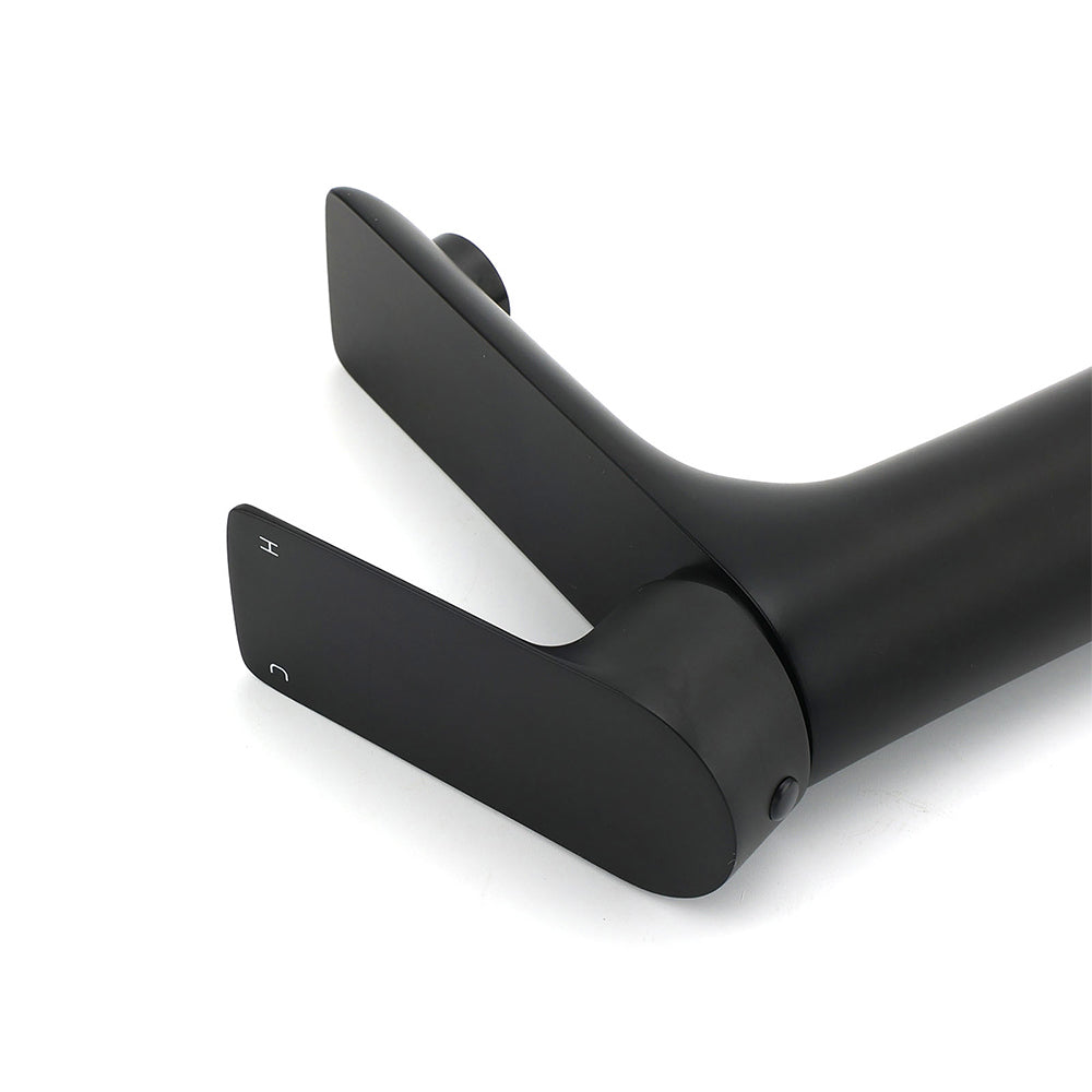 WELS Matt Black Basin Mixer Bathroom Vanity Laundry Sink Flick Faucet Tap Valve