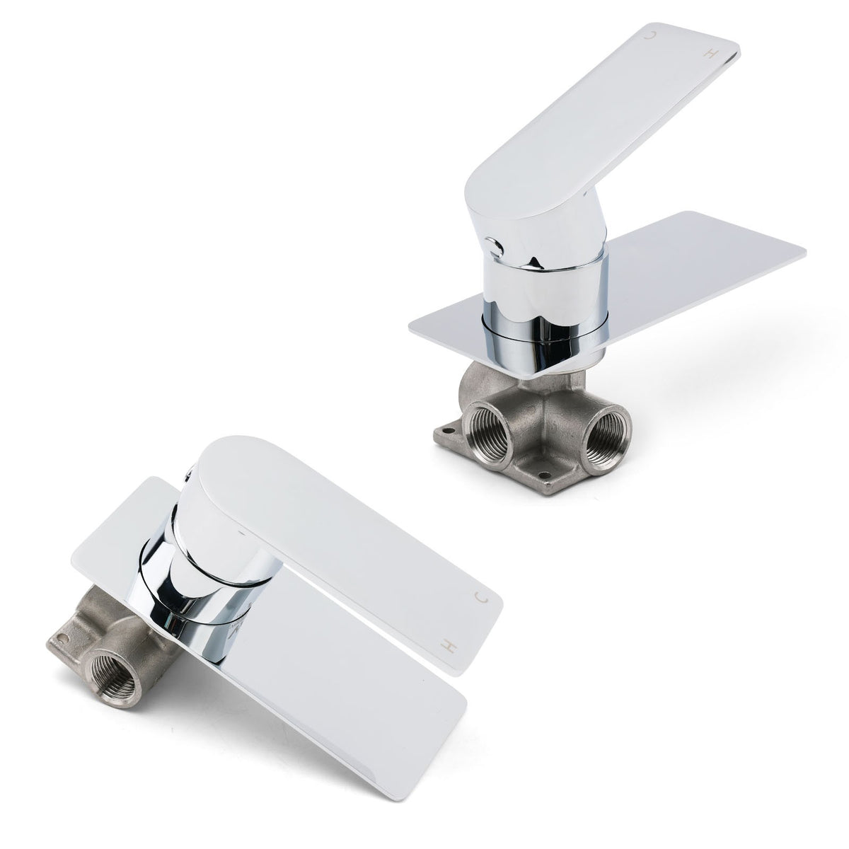 Chrome Square Lever Handle Shower Mixer Hot Cold Water Valve Watermark Standard