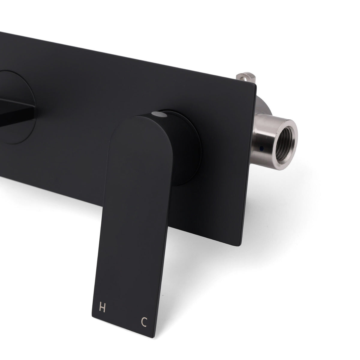 Matte Black Basin Mixer Bathroom Vanity Faucet Wall Mounted Tap Slim Flat Spout