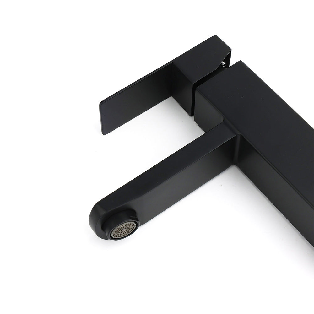 WELS Classic Square Matt Black Basin Mixer Vanity Laundry Sink Faucet Tap Outlet