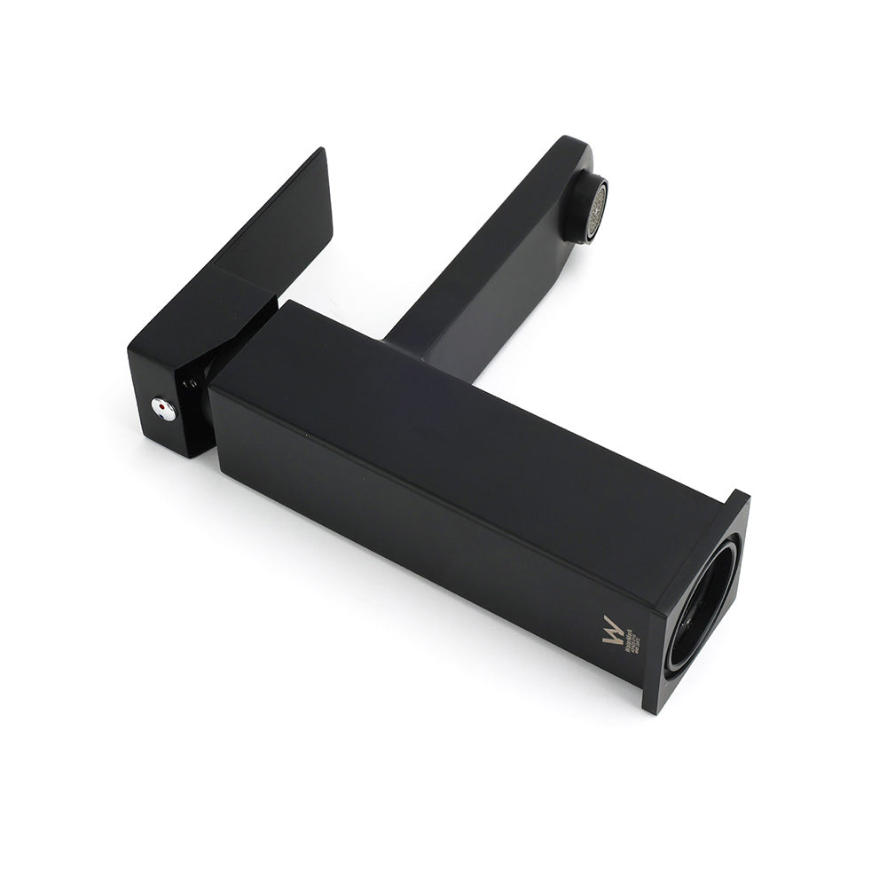 WELS Classic Square Matt Black Basin Mixer Vanity Laundry Sink Faucet Tap Outlet