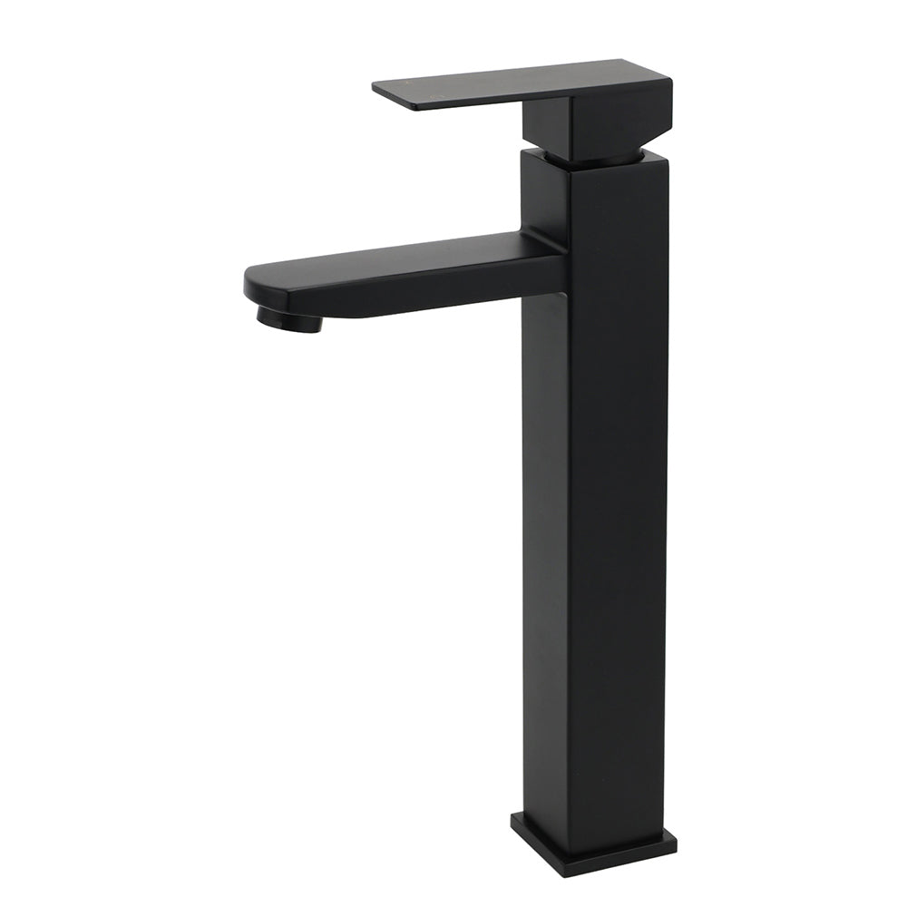 Matt Black Tall Square Basin Mixer Vanity Laundry Counter Sink Faucet Tap Outlet