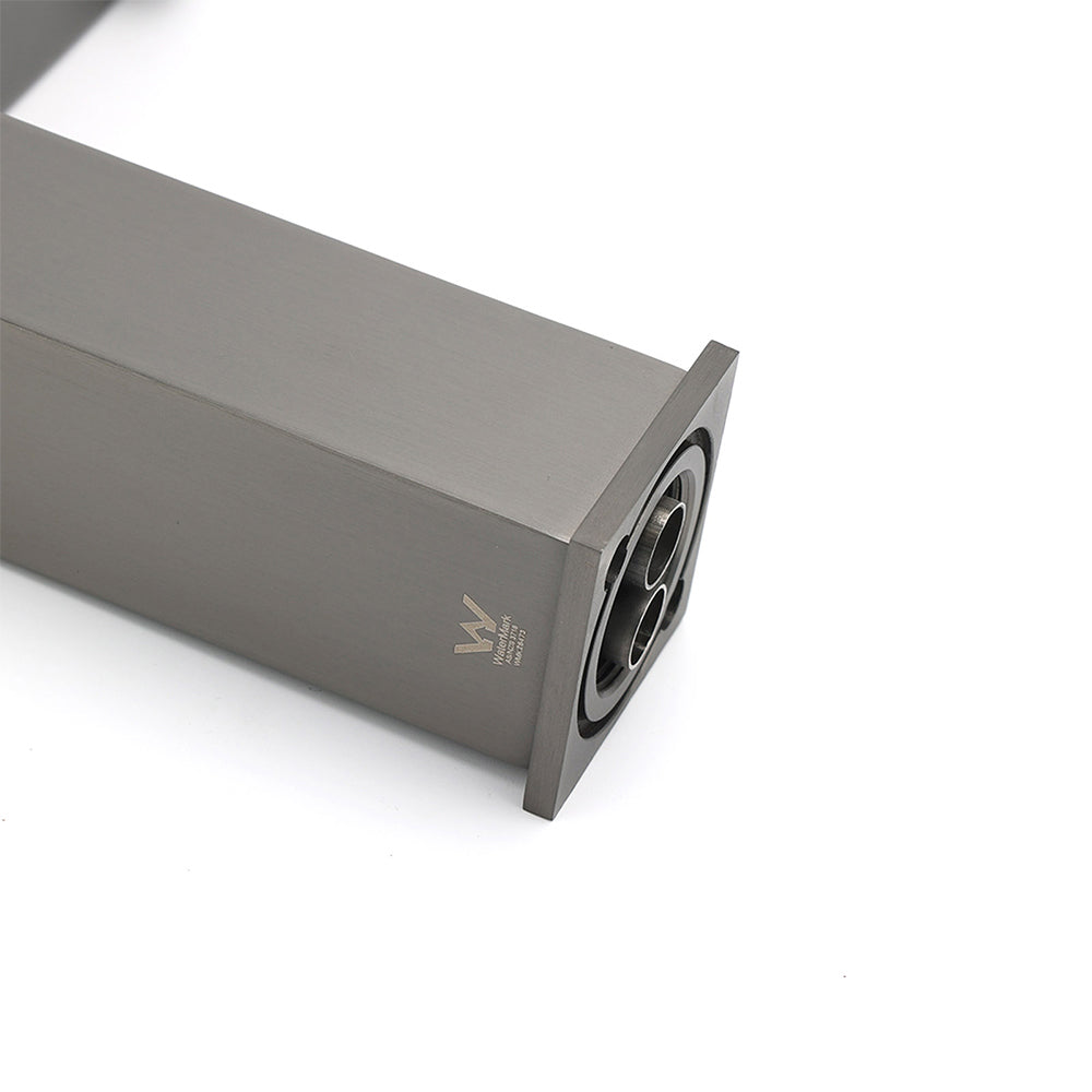 Gun Metal Square Cubic Basin Mixer Faucet Hot Cold Tap Kitchen Laundry Vanity Set