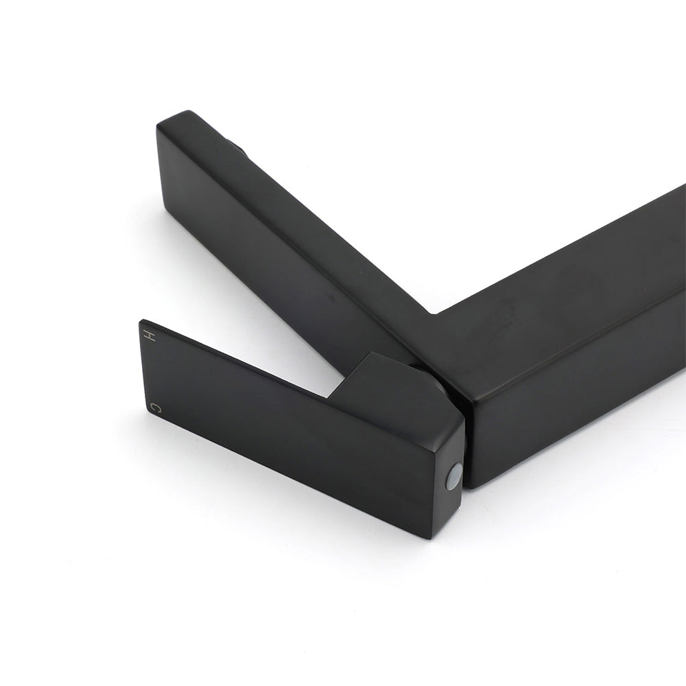 Matt Black Stainless Steel Square Tall Basin Mixer Sink Tap High Vanity Spout