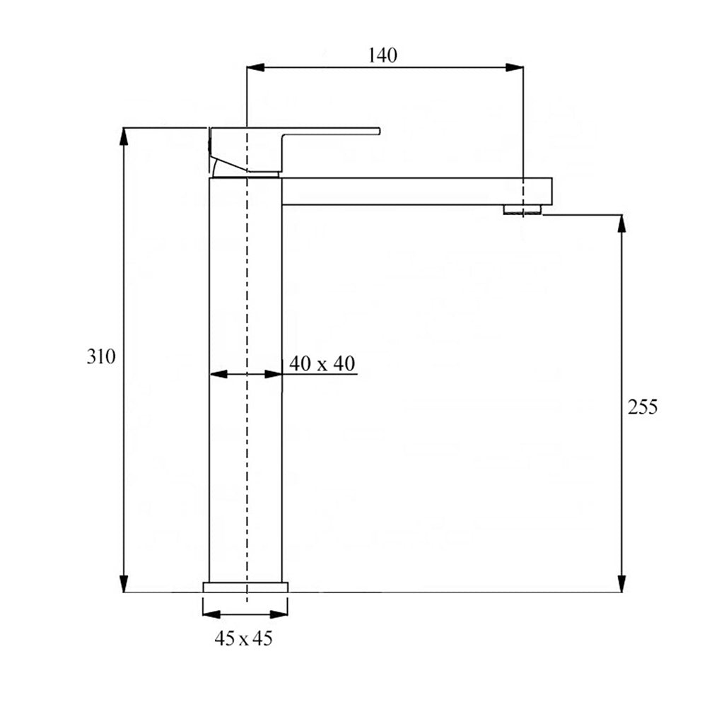 Matt Black Stainless Steel Square Tall Basin Mixer Sink Tap High Vanity Spout