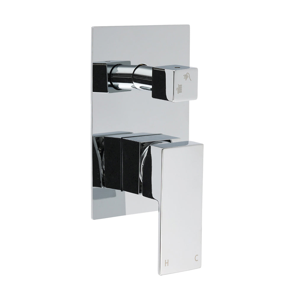 Bathroom Square Shower Mixer Diverter Tap Square Chrome For Spout Shower Head