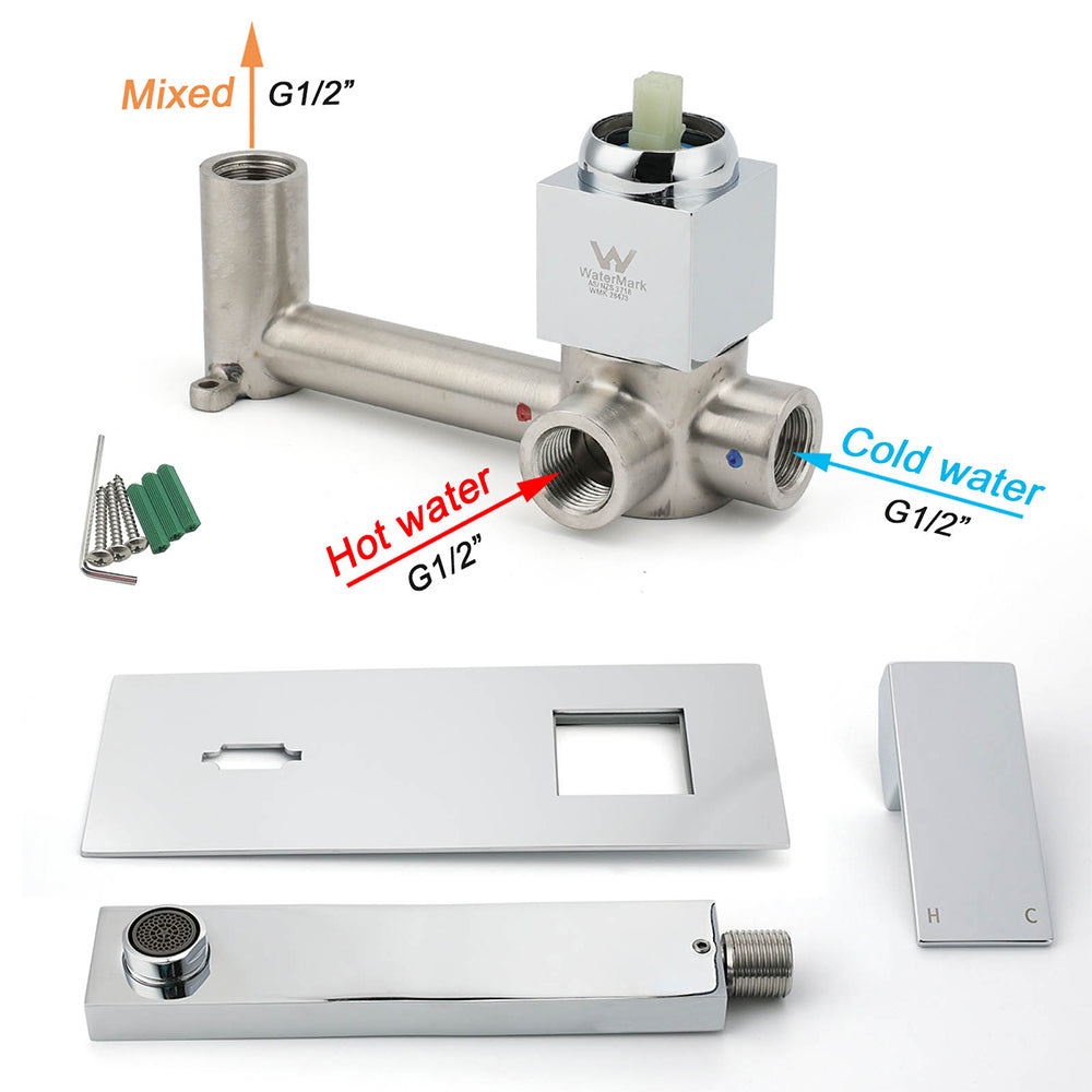 WELS 7.5L/min Basin Mixer Bathroom Vanity Brass Chrome Wall Mounted Spout Outlet