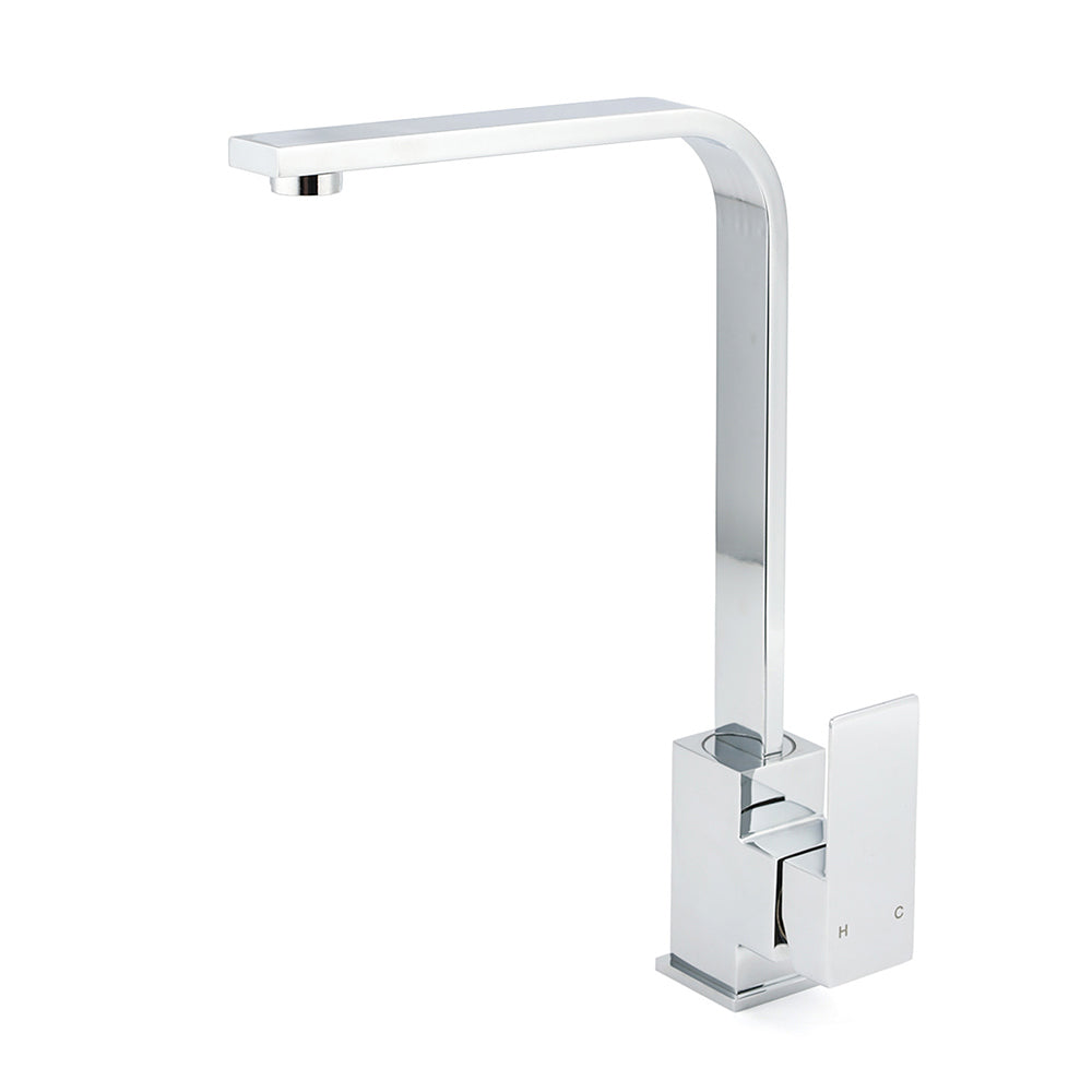 WELS Chrome Square Gooseneck Spout Swivel Laundry Sink Kitchen Mixer Faucet Tap