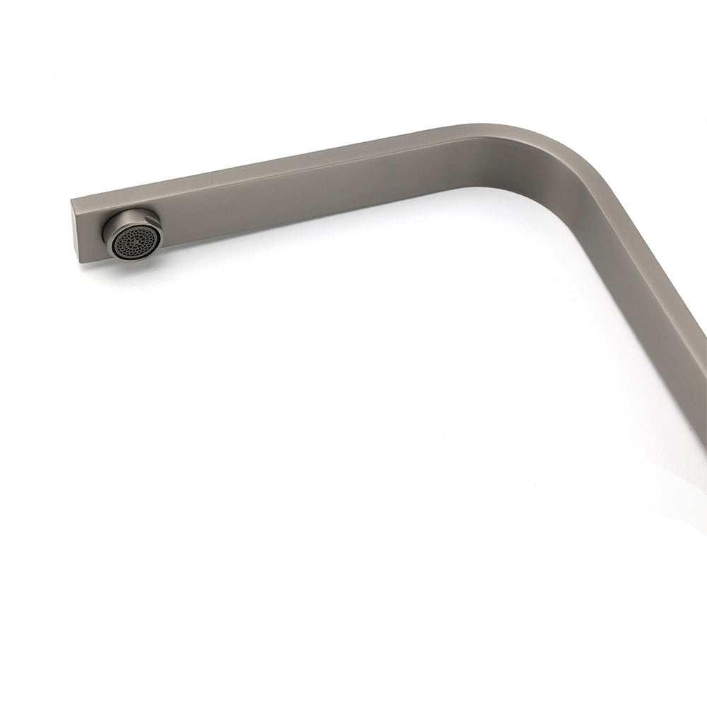 WELS Gun Metal Square Gooseneck Swivel Laundry Kitchen Mixer Faucet Sink Tap Set