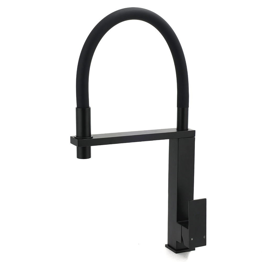 Matt Black Swivel Kitchen Sink Basin Mixer Swivel Faucet Tapware Pull Out Spout