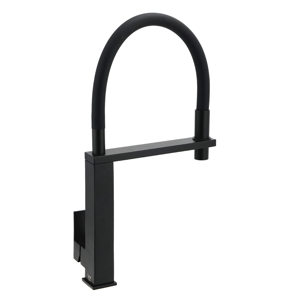 Matt Black Swivel Kitchen Sink Basin Mixer Swivel Faucet Tapware Pull Out Spout