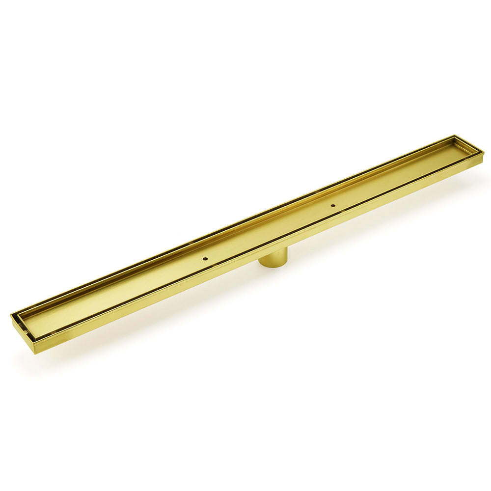Brushed Gold 304SUS 800mm Tile Insert Shower Grate Floor Drain 50mm Waste Outlet