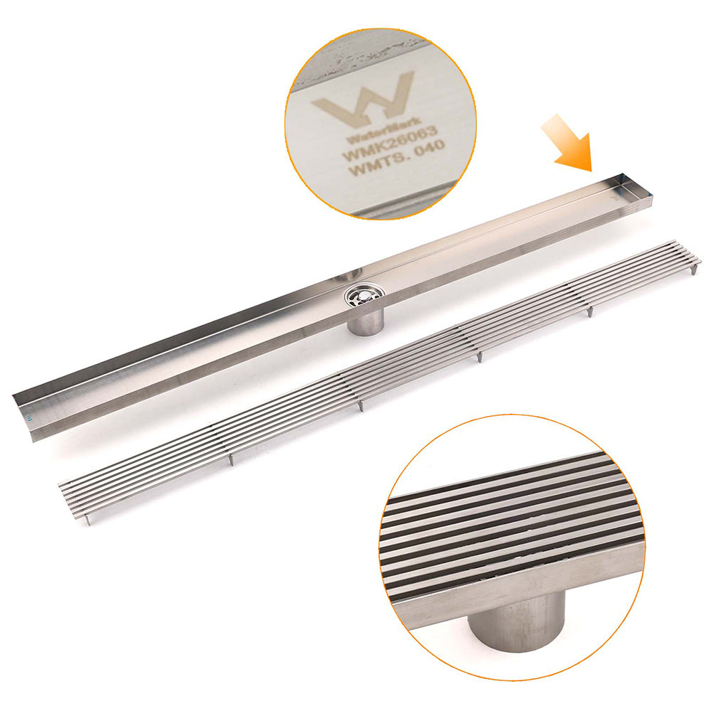 Chrome Stainless Steel Shower Grate 600mm Sword Fence Floor Drain 50mm Outlet