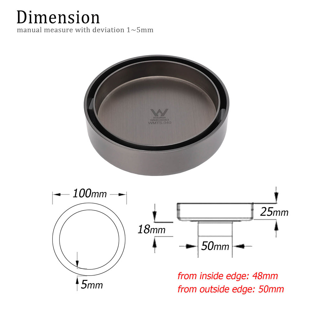 Gun Metal Round 100mm Bathroom Tile Insert Floor Drain Shower Grate 50mm Waste