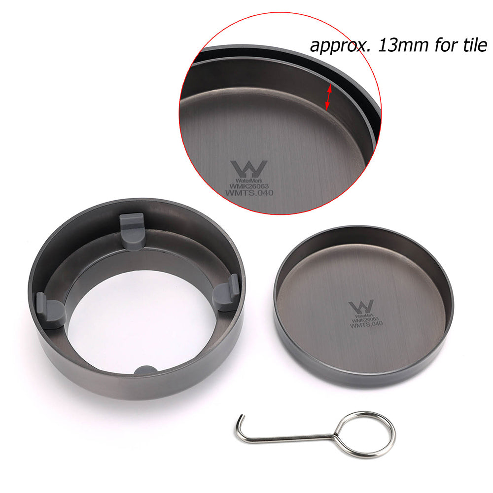 Gun Metal Round 100mm Diameter Tile Insert Floor Drain Shower Grate 75mm Outlet