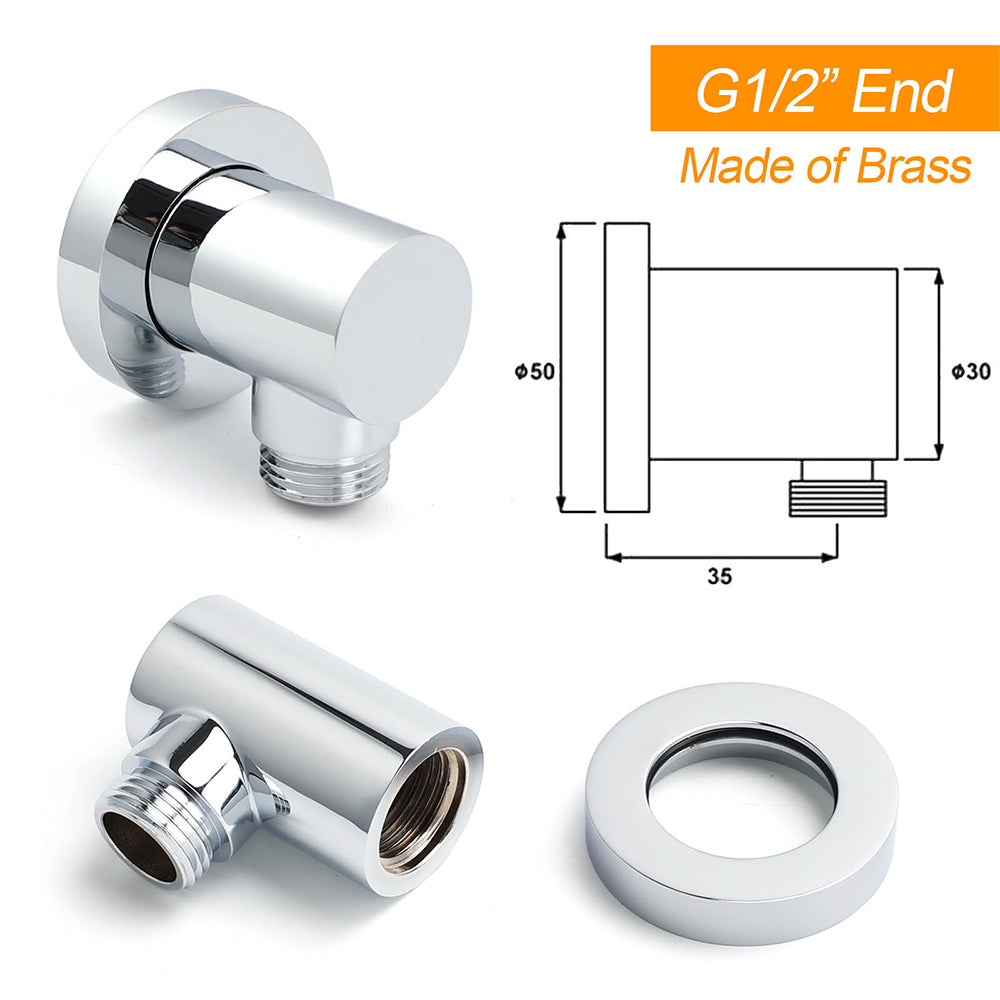 Bathroom Component Brass Chrome Flexible Shower Elbow Connector Water Inlet 1/2" End