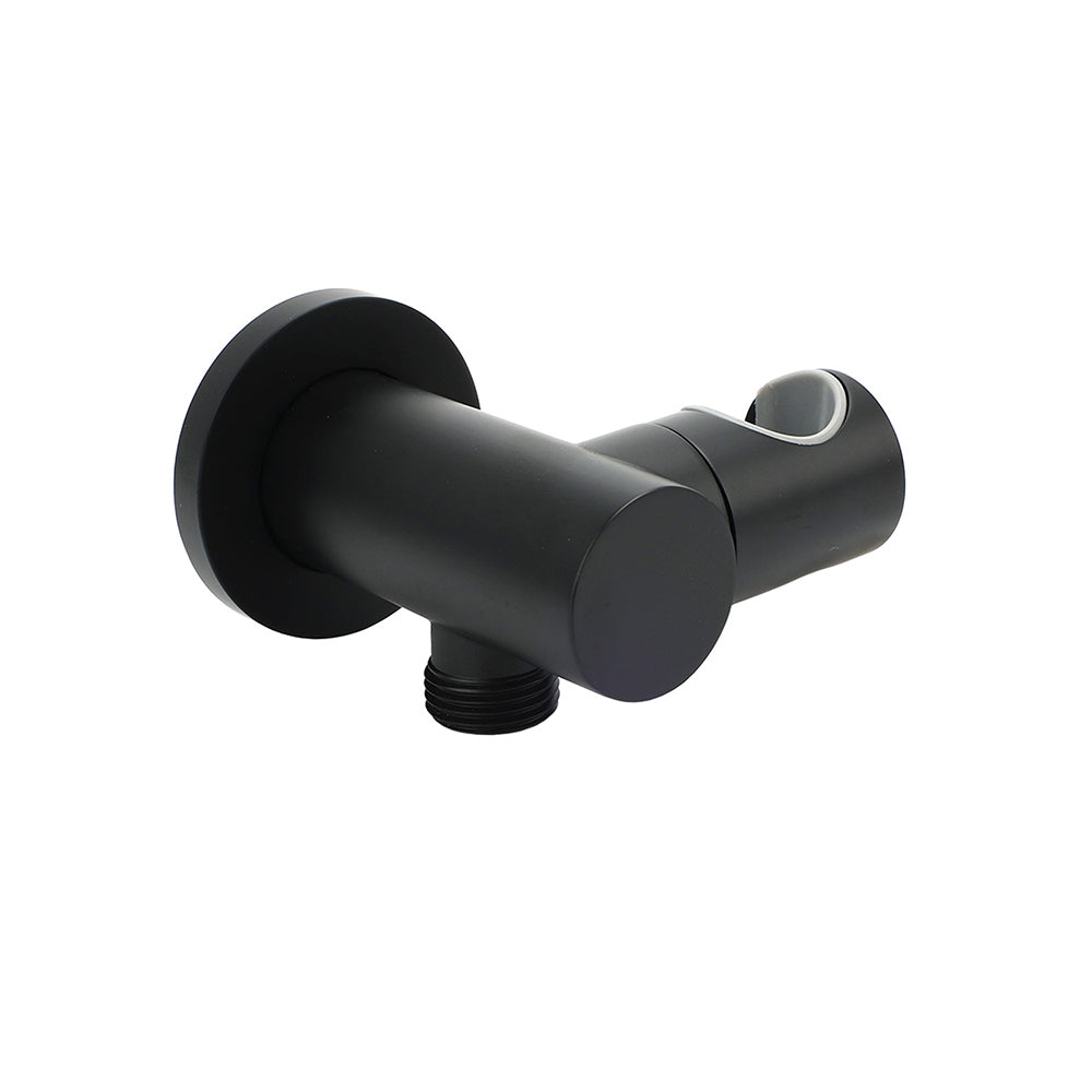 Matt Black Brass Hand Shower Bracket Swivel Holder Wall Elbow Connector Water Inlet Kit