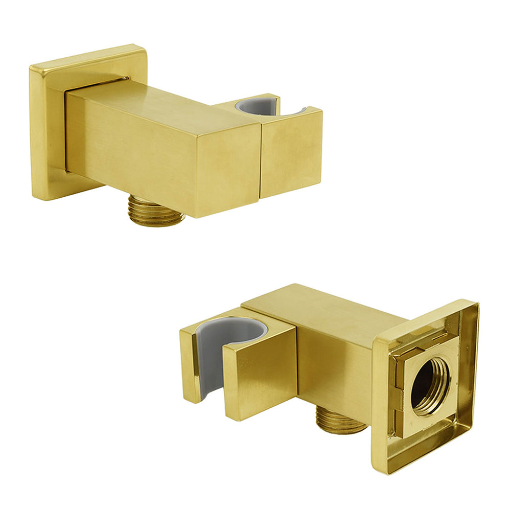 Brushed Gold Swivel Shower Head Holder Bracket Wall Inlet Elbow Water Connector 1/2 Inch