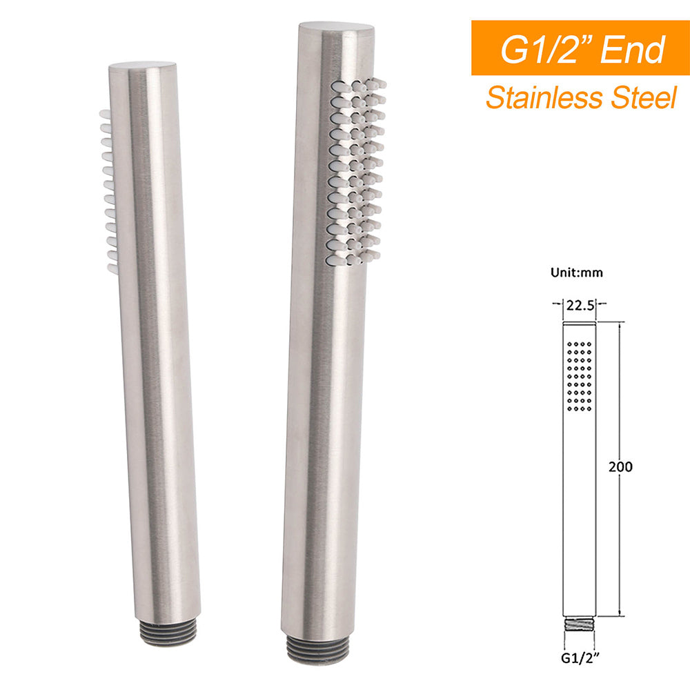 WELS Brushed Nickel Dual Shower Set Sliding Rail Arm 12" Round Head Handheld Rose Combo