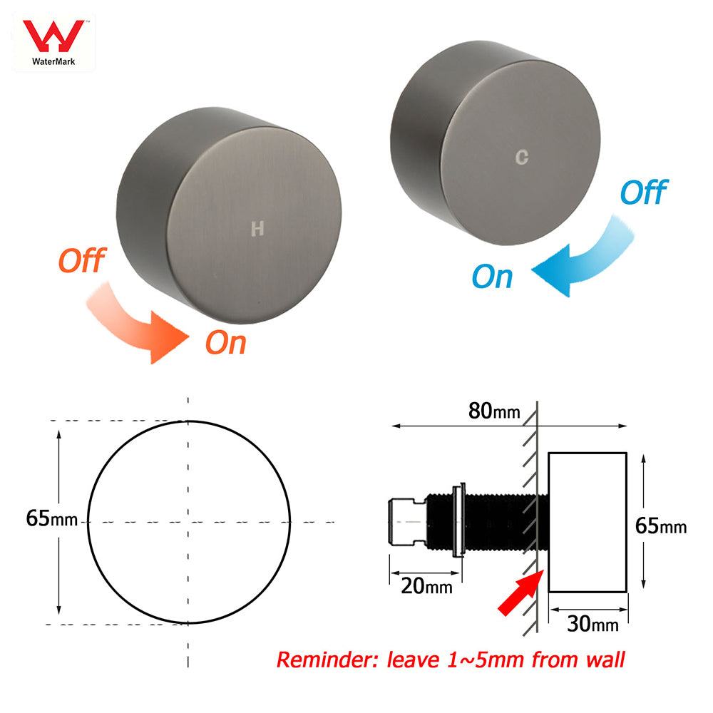 WELS Gun Metal Round 10" Twin Shower Head 3 Modes Handheld Slide Rail Hot Cold Taps Set