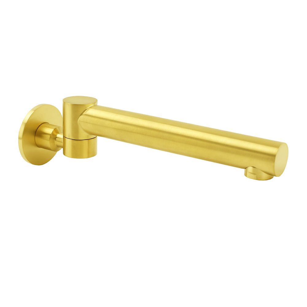 Brushed Gold Round Basin Wall Mounted Faucet Outlet Swivel Bathtub Stainless Steel Spout