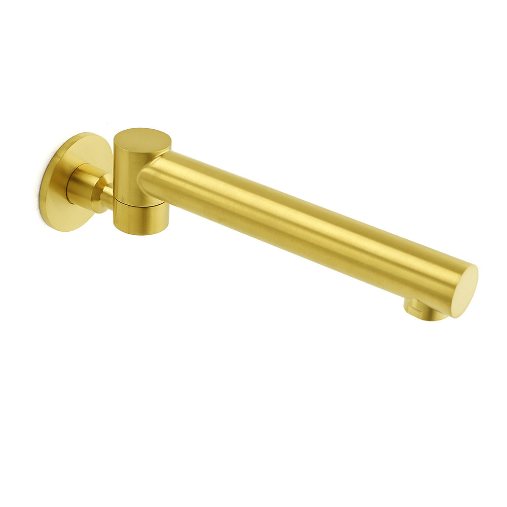 Brushed Gold Round Basin Wall Mounted Faucet Outlet Swivel Bathtub Stainless Steel Spout
