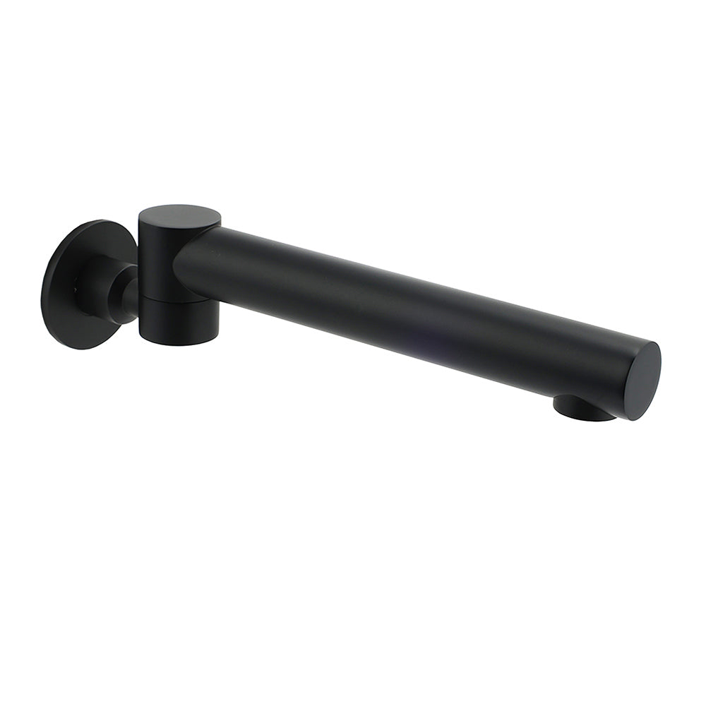 Matt Black Round Basin Wall Mounted Spout Faucet Outlet 180° Swivel Tap Watermark