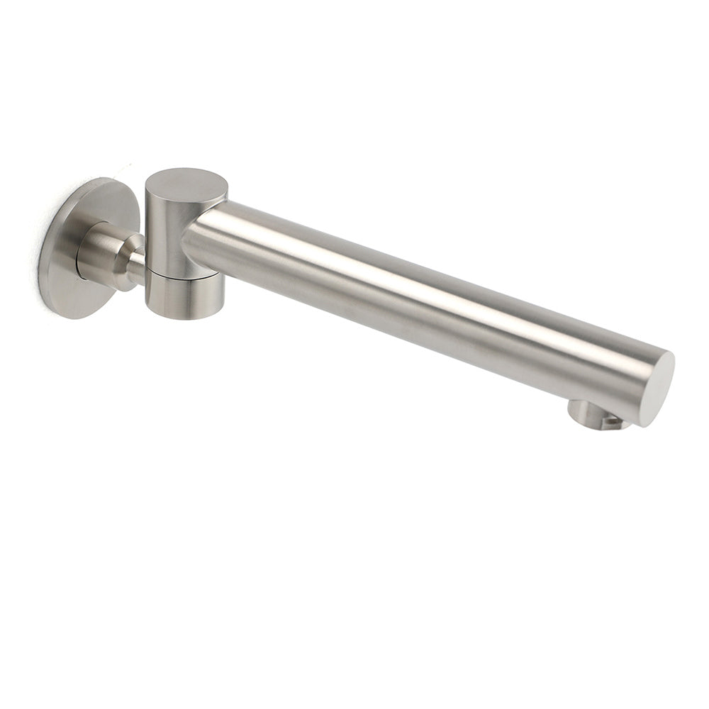 Brushed Nickel Round Basin Wall Mounted Faucet Outlet 180 Swivel Vanity Bathtub Spout